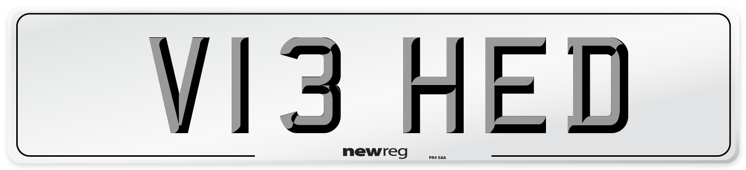 V13 HED Number Plate from New Reg